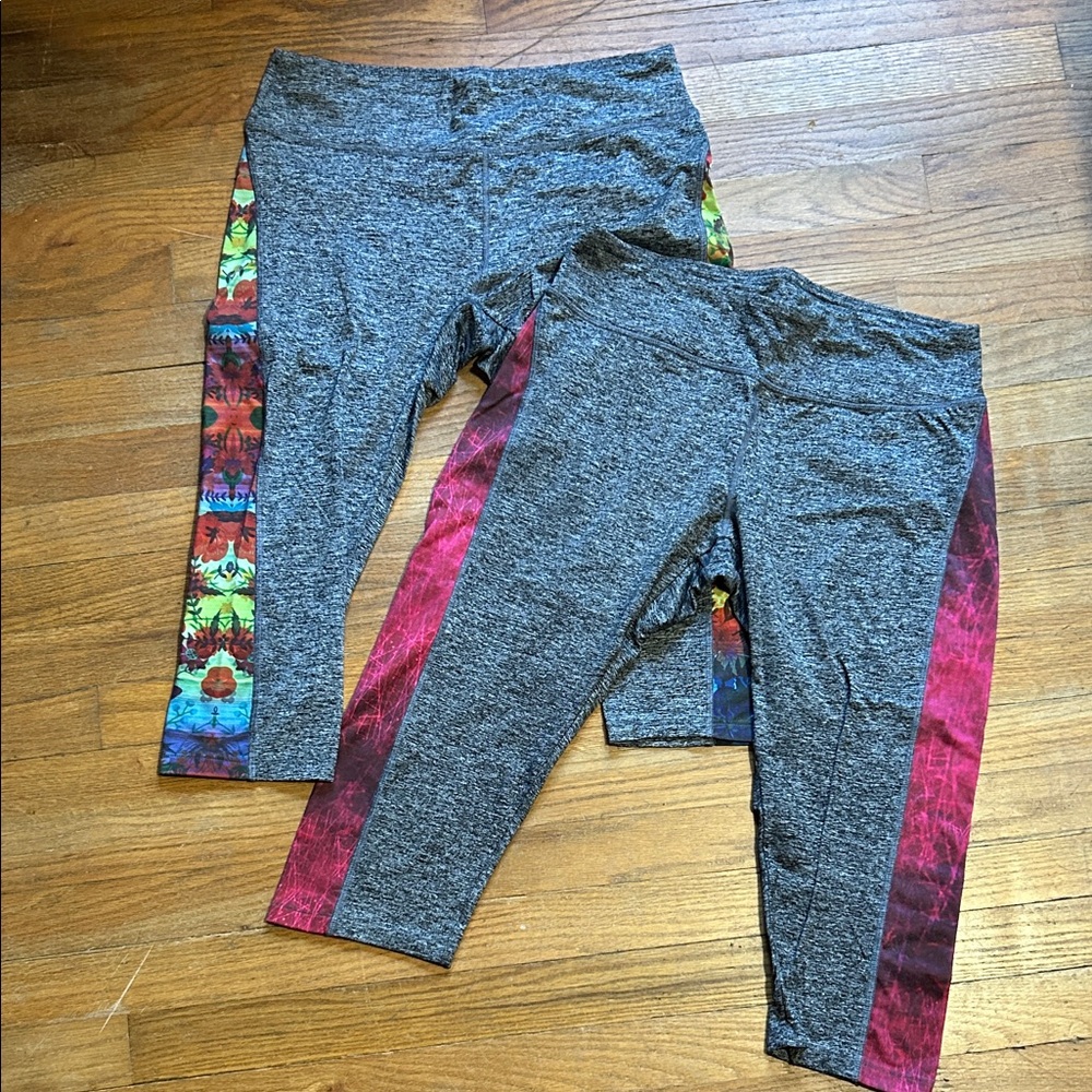LuLaRoe Gray Capris with Colorful Side Panels